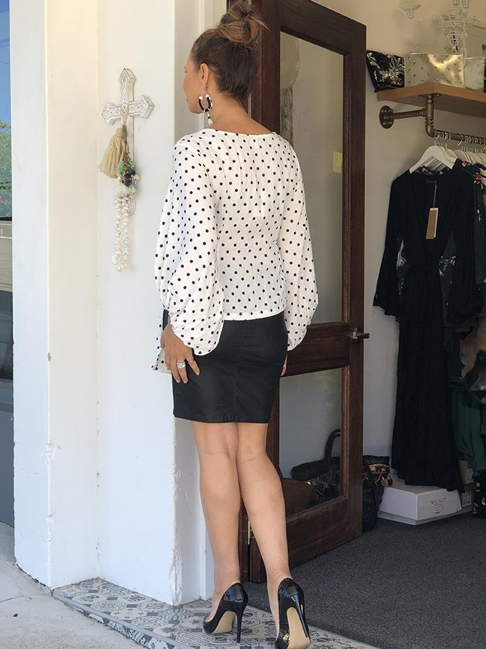 Forget me knot top - Black and White Spot