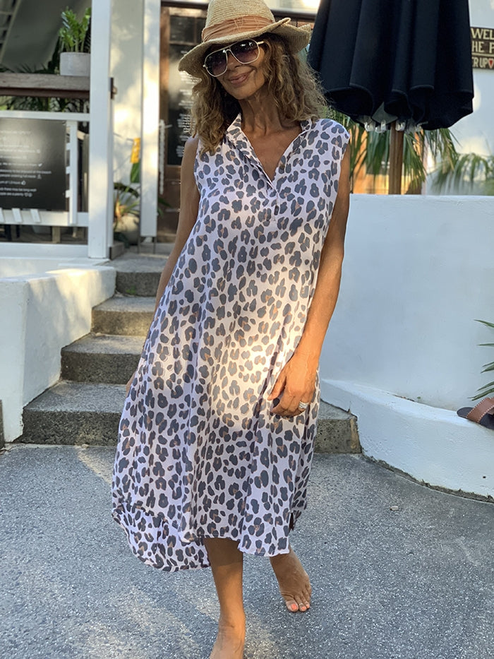 Leopard Midi Shirt Dress