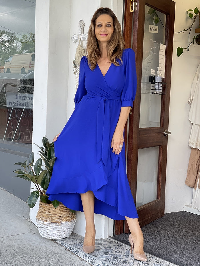 Ceilina Wrap Dress - Cobalt