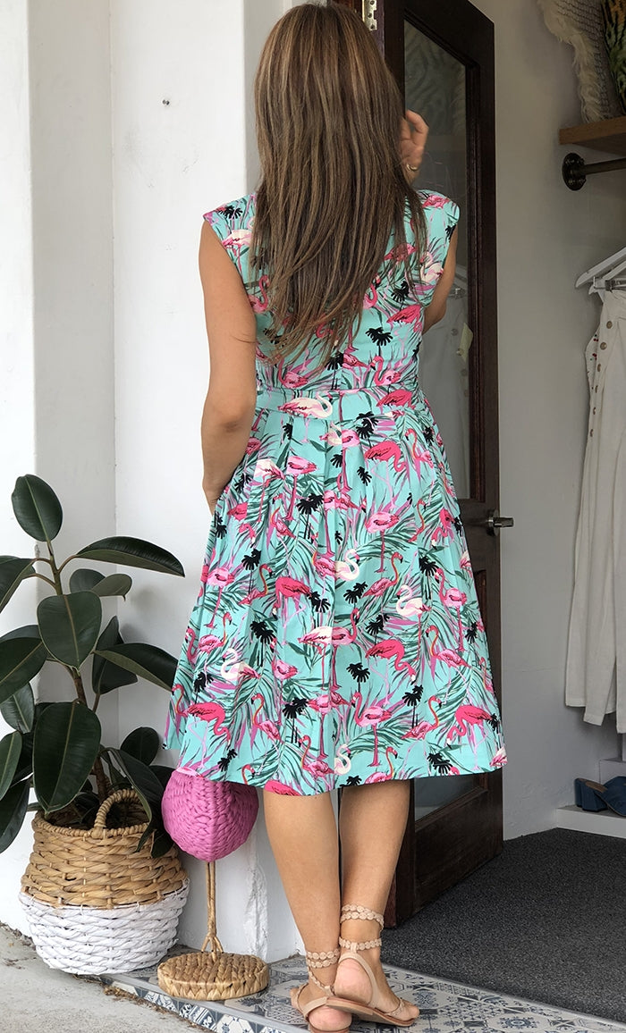 Calista Dress - Flamingo Print