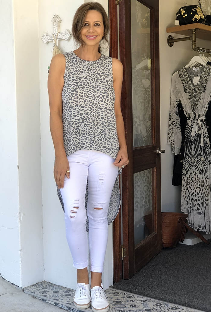 Grey Leopard Hilo Top