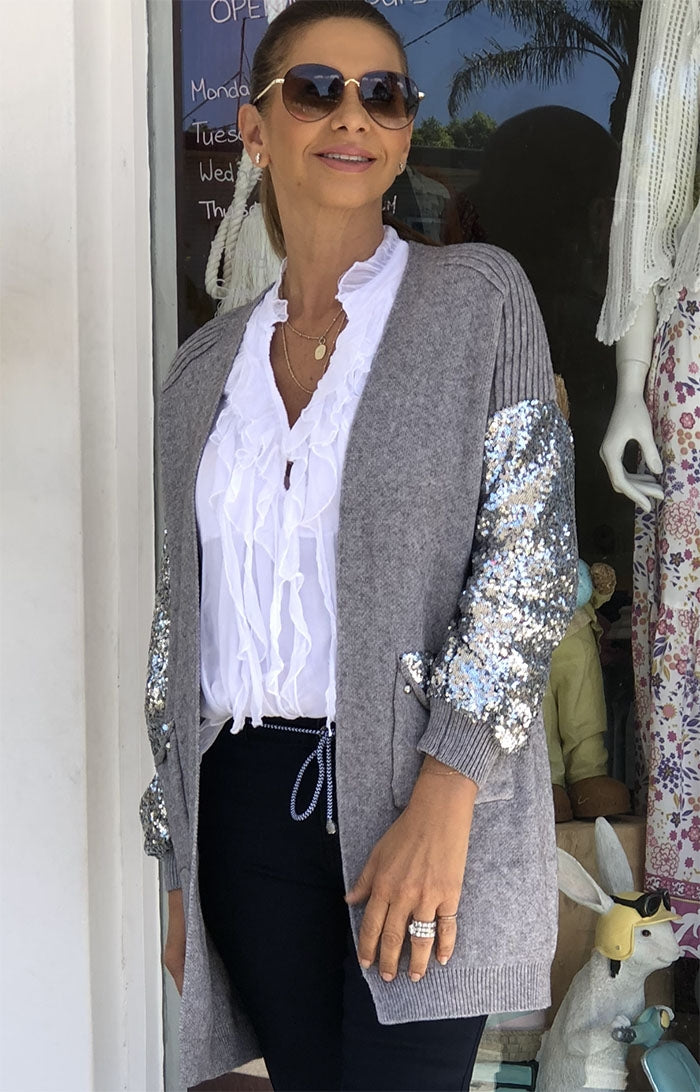 Grey Sequin Cardi