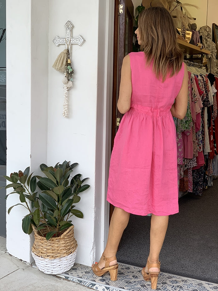 Hot Pink Linen Dress