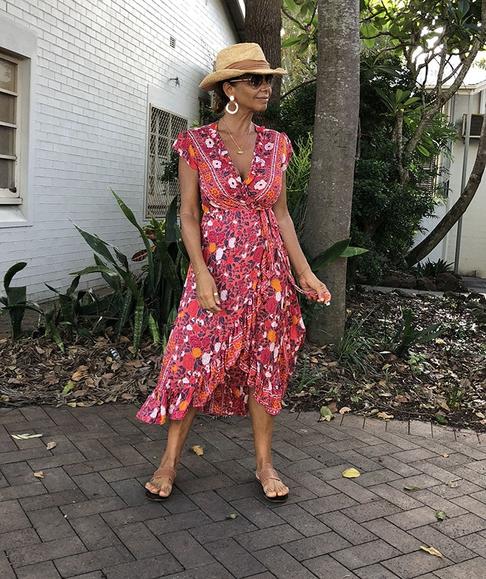 Red Festive Wrap Dress Red Festive Wrap Dress