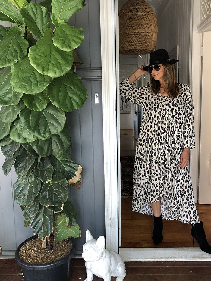 Leopard Print Peak Front Dress