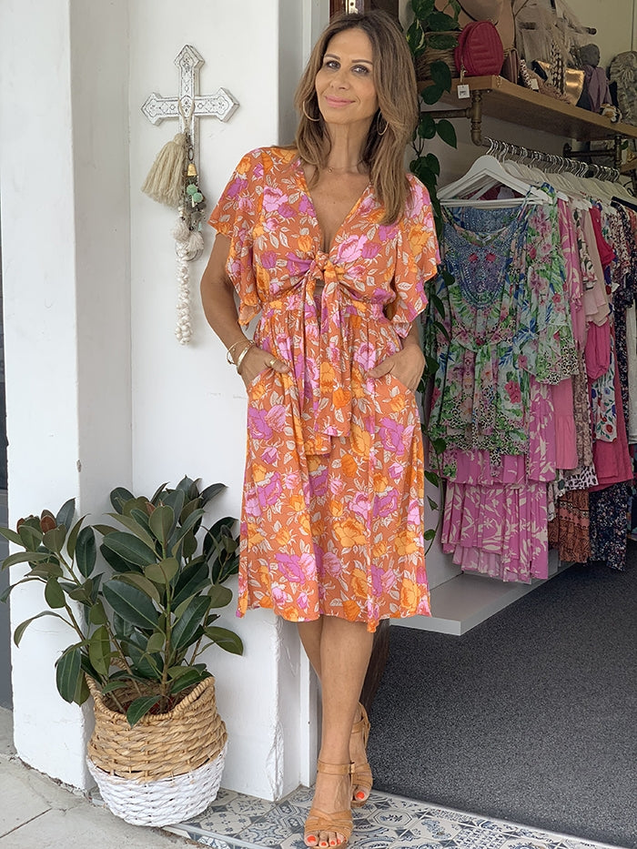 La Floridita Midi Dress - Orange