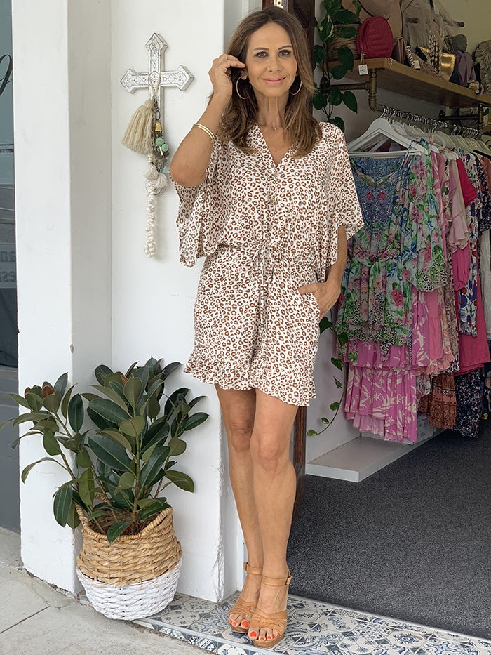 Soft Leopard Kimono Playsuit