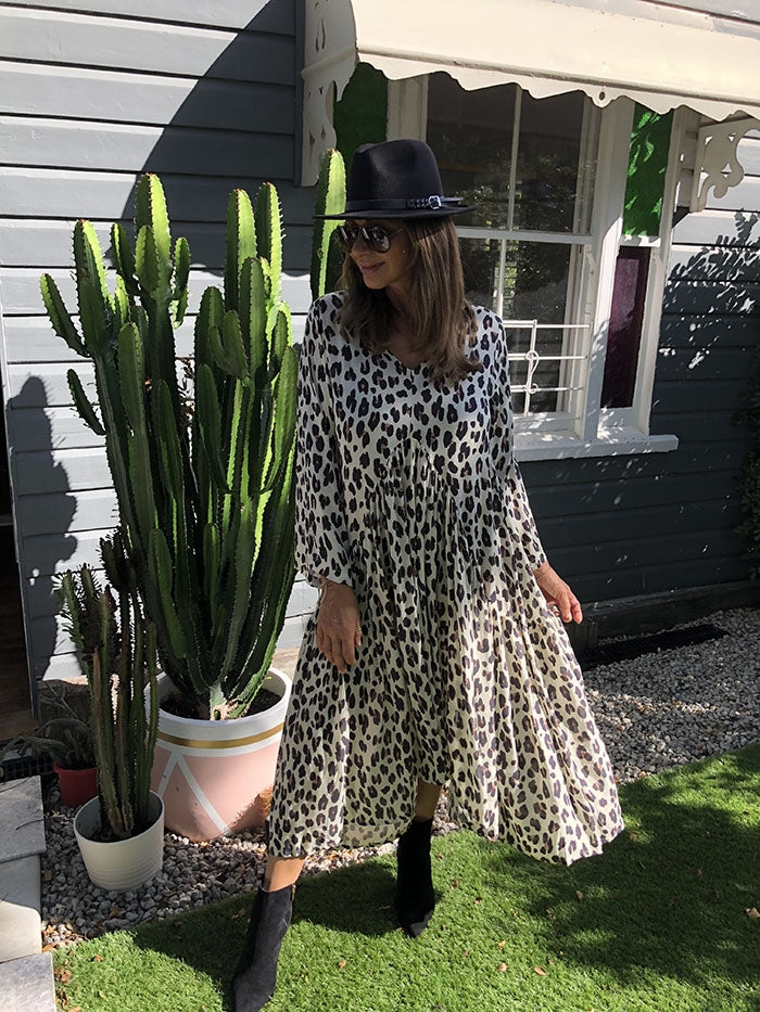 Leopard Print Peak Front Dress