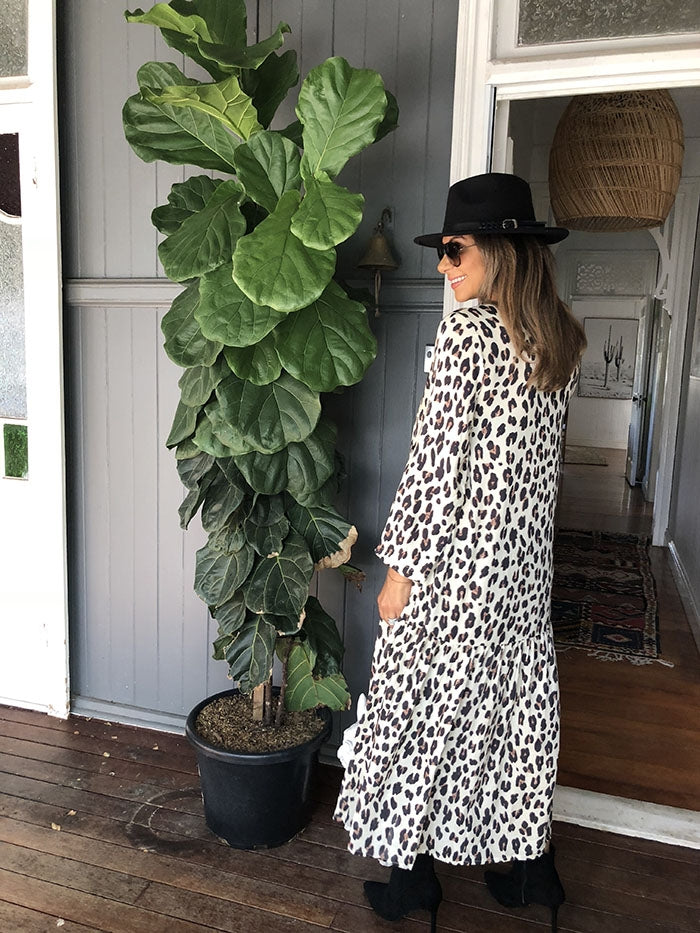 Leopard Print Peak Front Dress