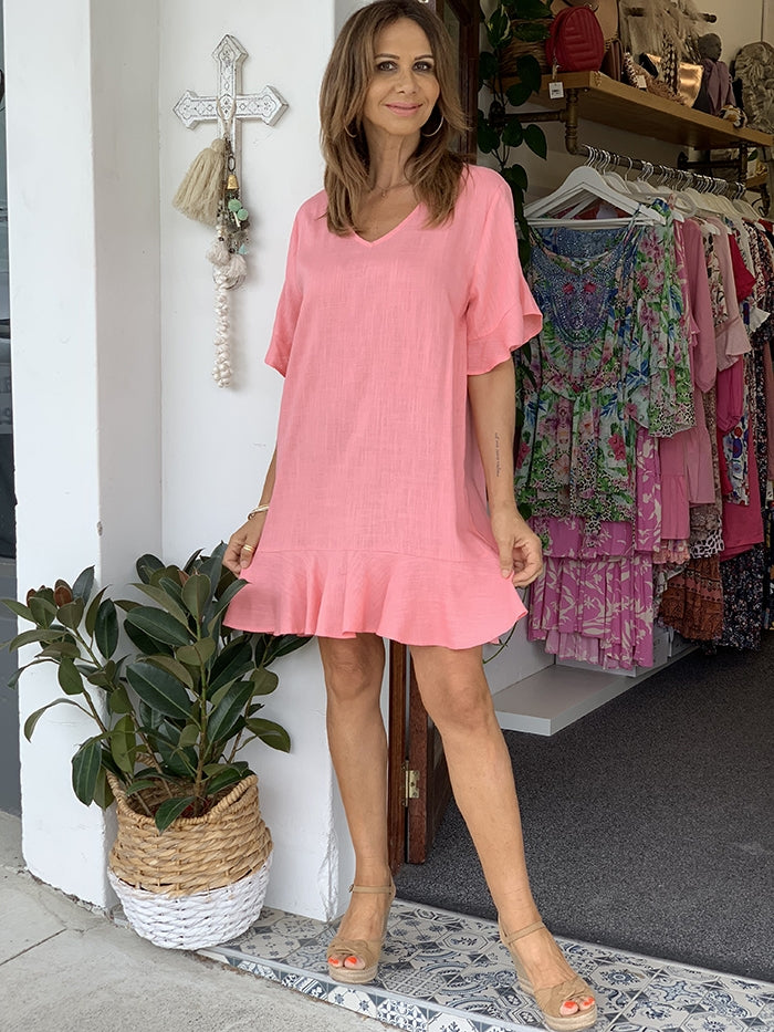 Francesca Ruffle Dress - Pink