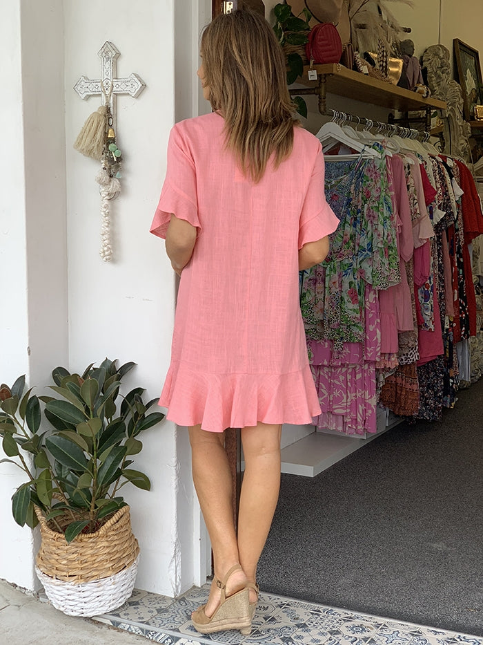 Francesca Ruffle Dress - Pink