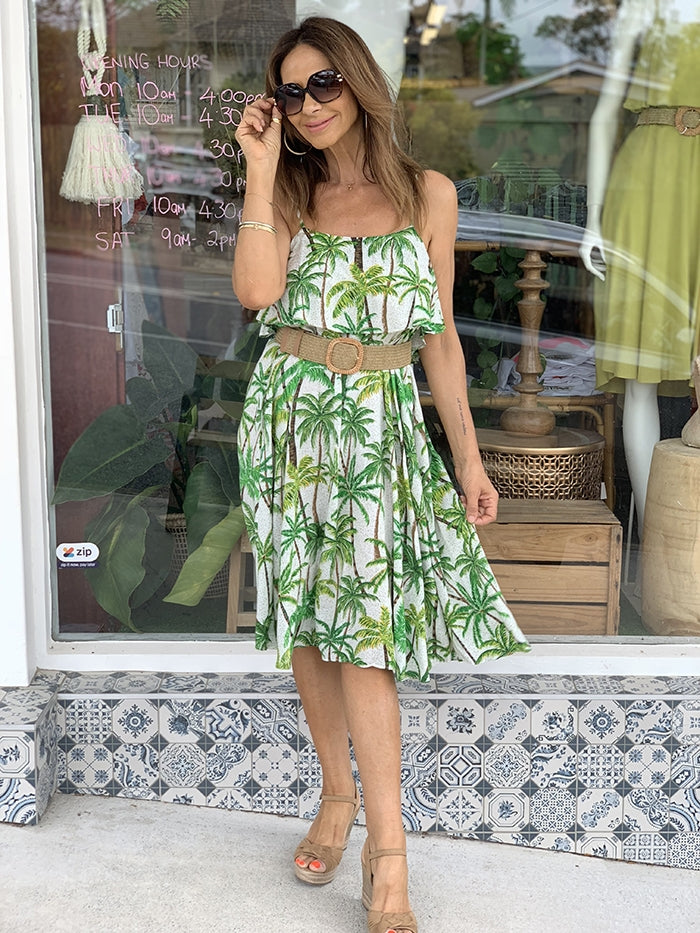 Paradise Dress - White Palm