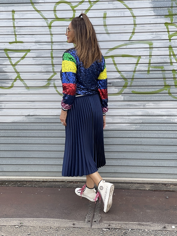 Sequin Bomber - Navy