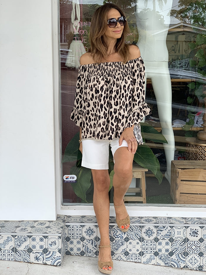 Beige Leopard Top