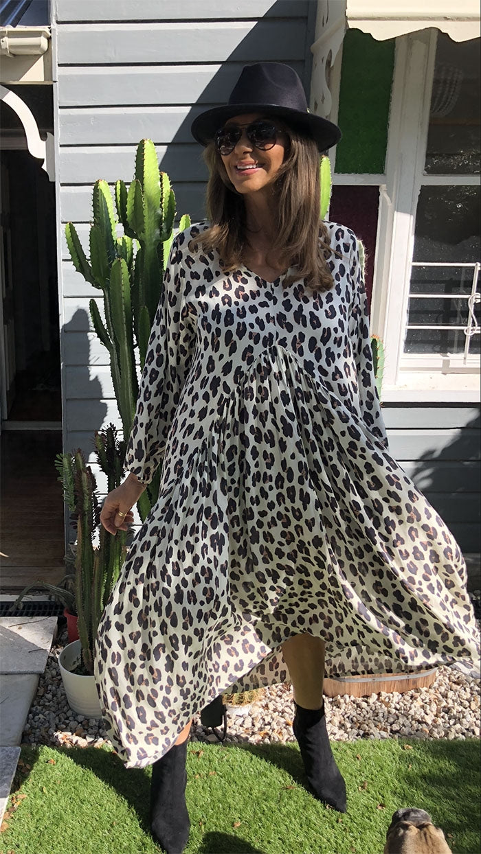 Leopard Print Peak Front Dress