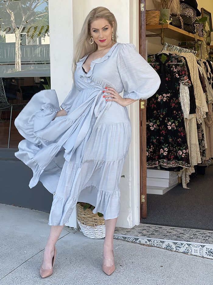 Remi Wrap Dress - Soft Blue