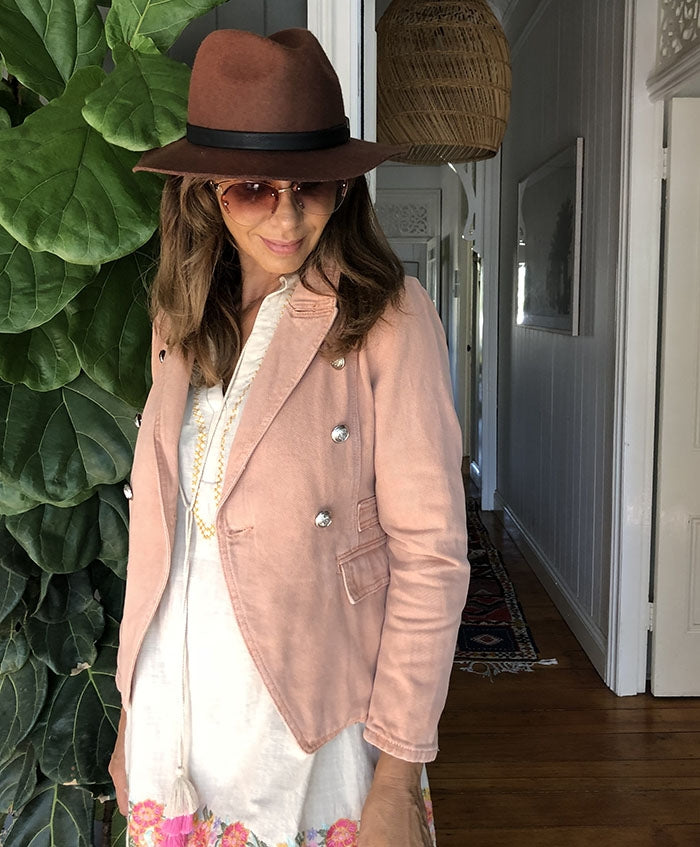 Blush Denim Double Breasted Jacket