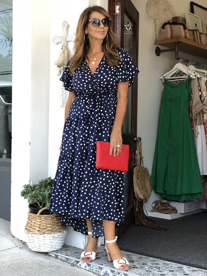 Minnie Maxi Dress - Navy Spot