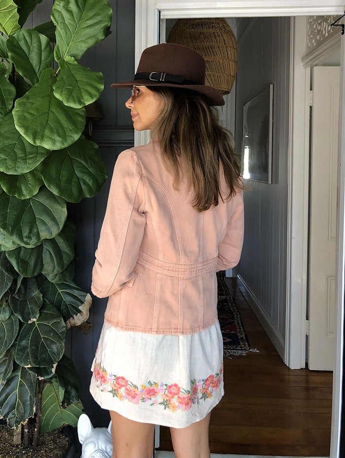 Blush Denim Double Breasted Jacket