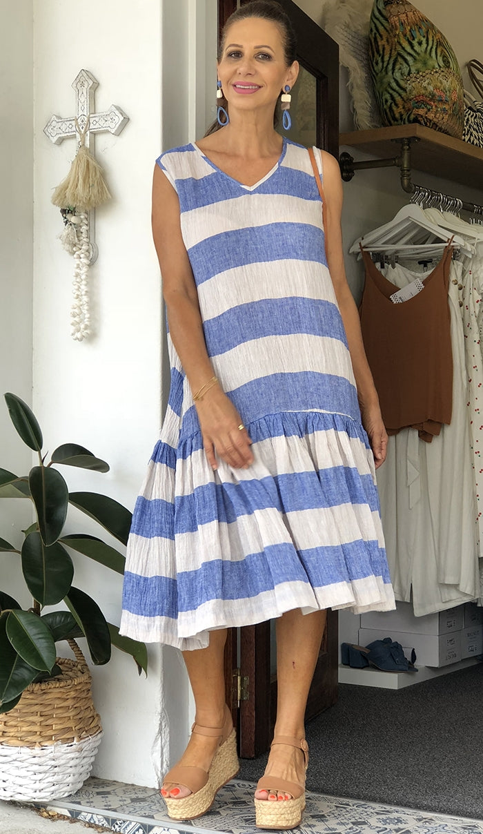 Cuba Dress - Blue Stripe