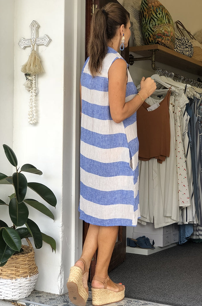 Brasilia Dress - Blue Stripe