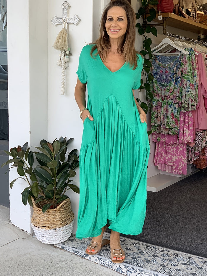 Green Peak Front Dress