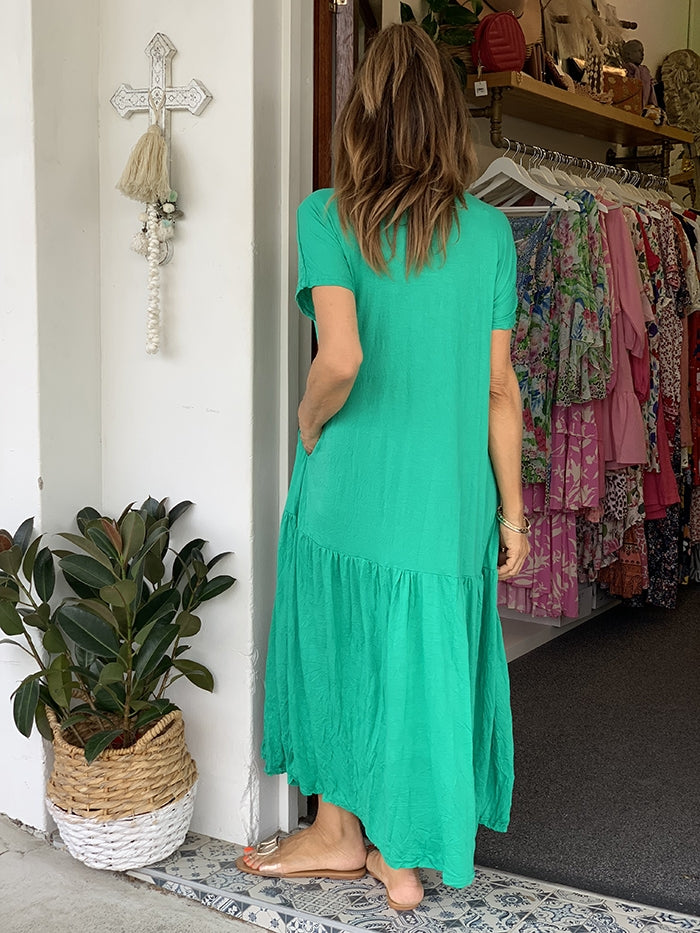 Green Peak Front Dress