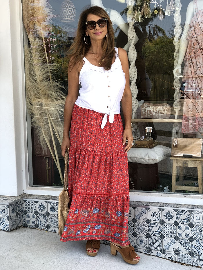 Red Daisy Skirt