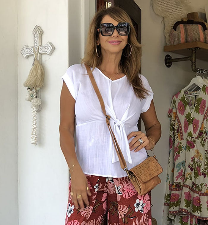 Side Tie Top - White