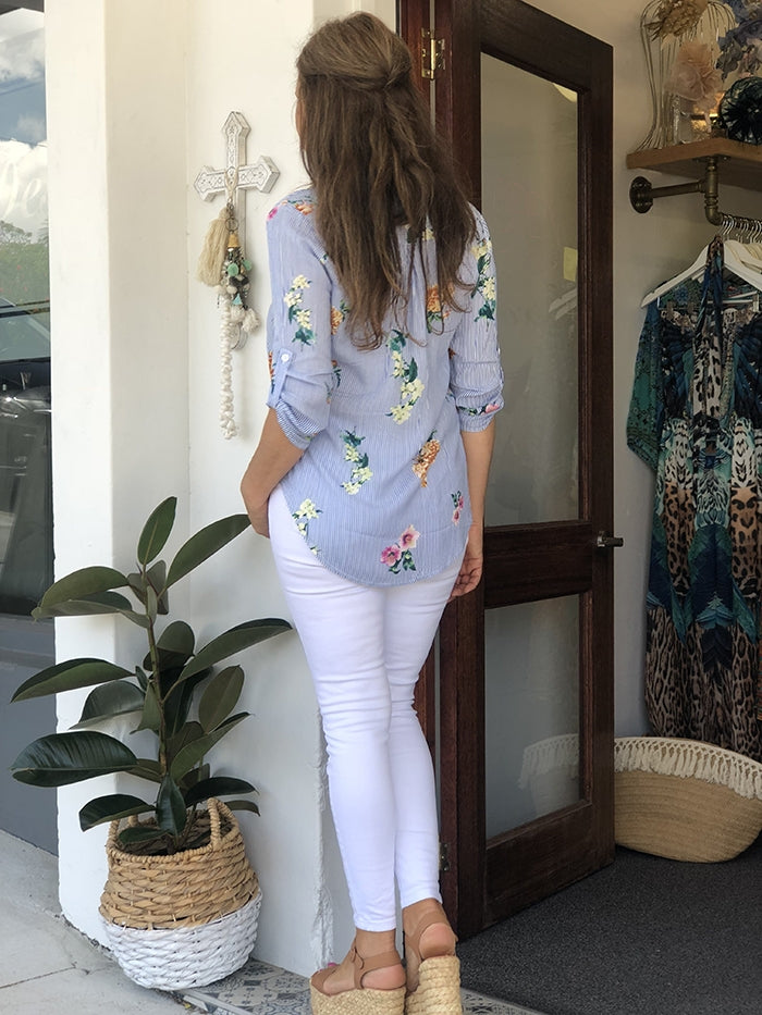 Floral Stripes Top