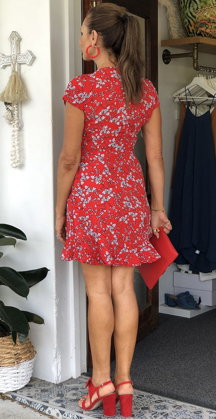 Christabel Dress - Red Floral