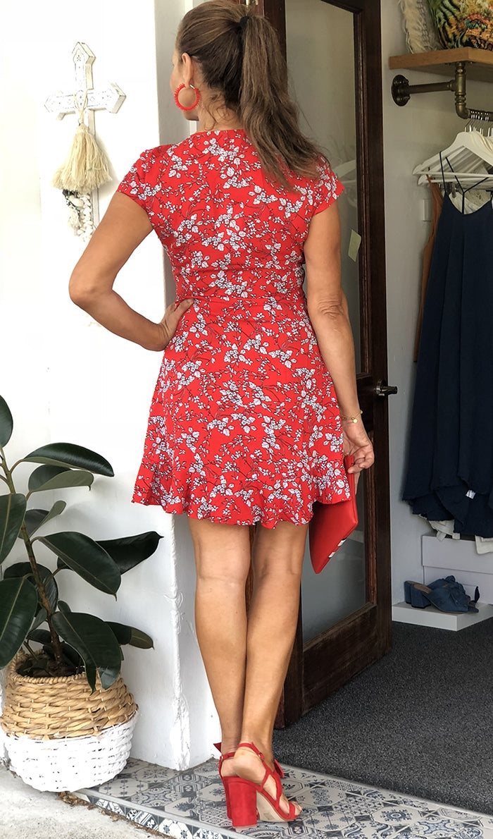 Christabel Dress - Red Floral