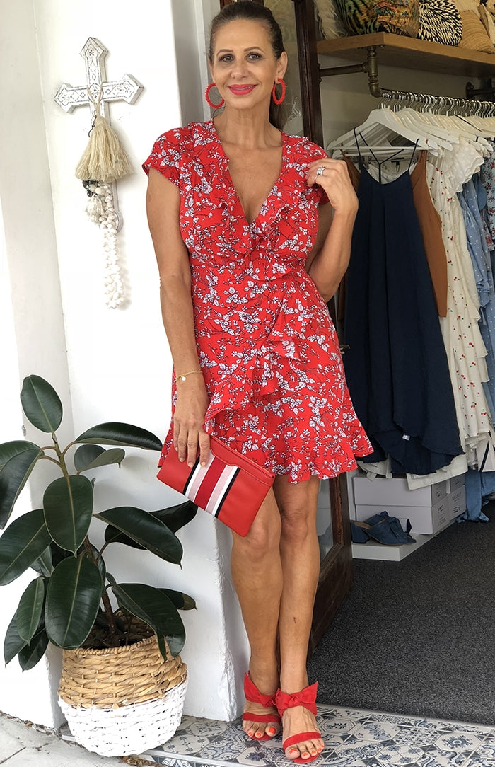 Christabel Dress - Red Floral