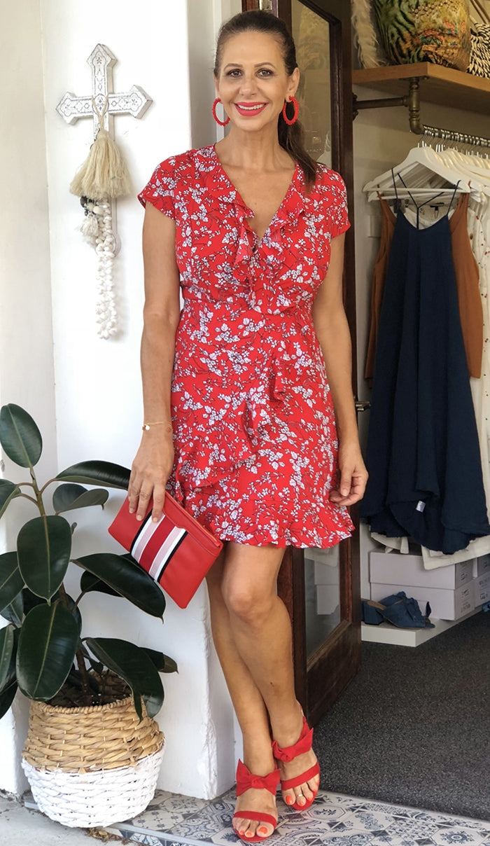 Christabel Dress - Red Floral
