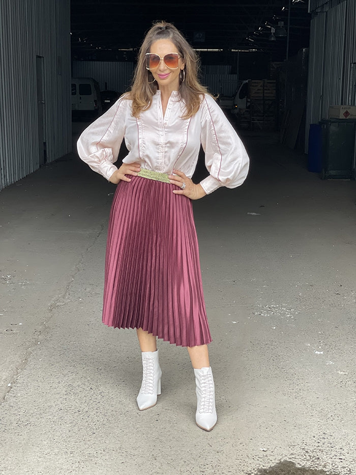 Petite metallic hotsell midi skirt