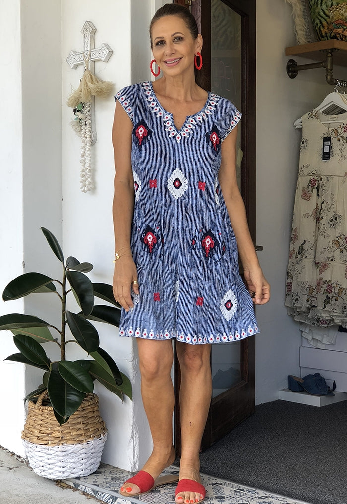 Ikat Dress - Indigo