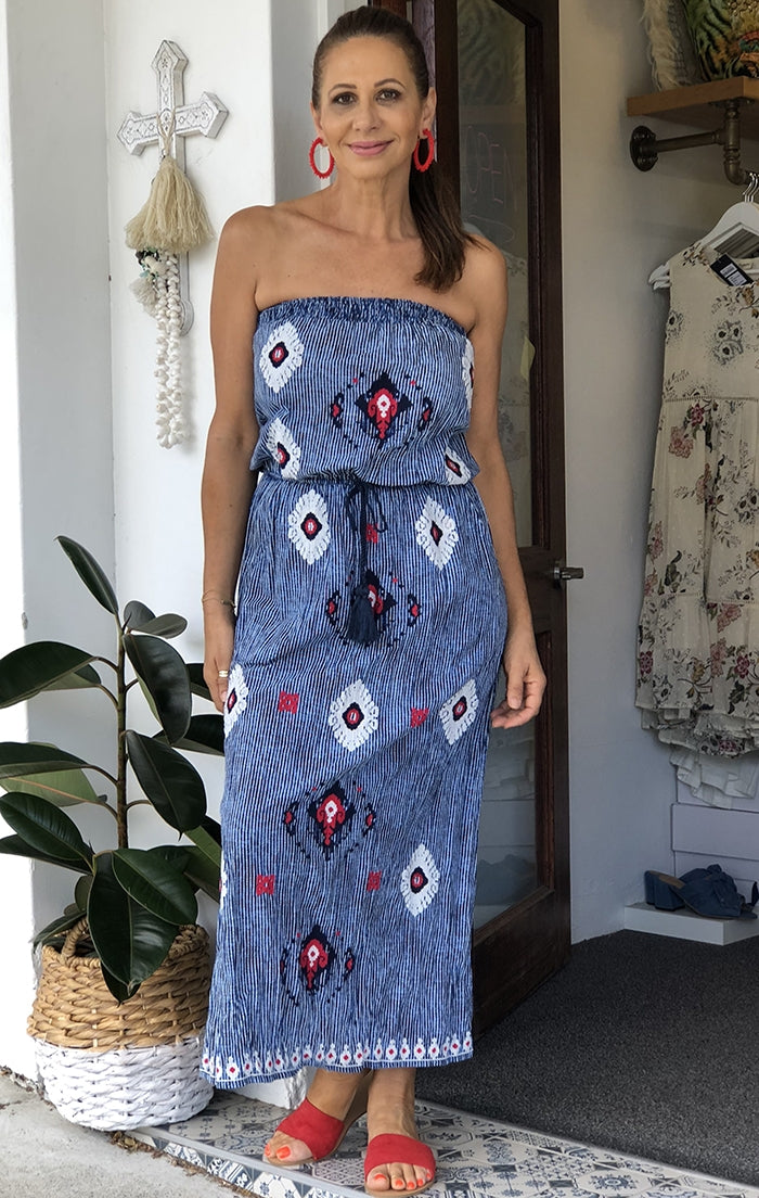 Ikat Dress - Indigo