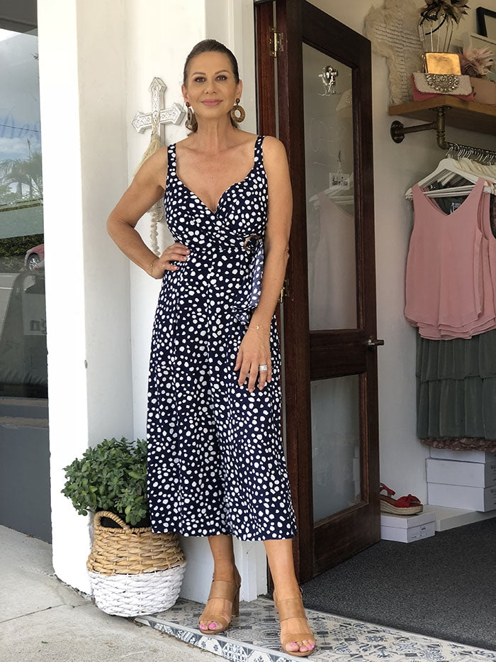 Gracie May Jumpsuit - Navy Spot