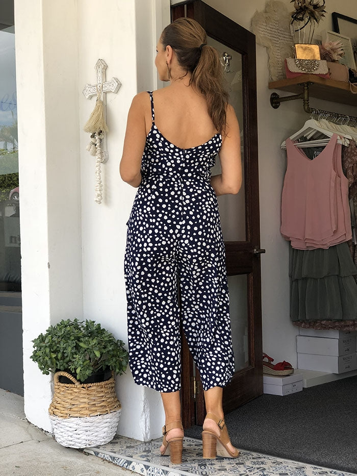 Gracie May Jumpsuit - Navy Spot
