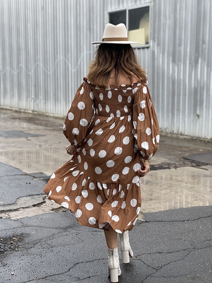 Kimmy Spot Dress - Tan