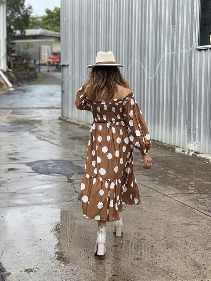 Kimmy Spot Dress - Tan