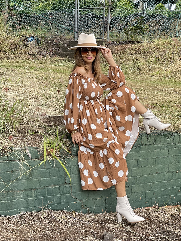Kimmy Spot Dress - Tan
