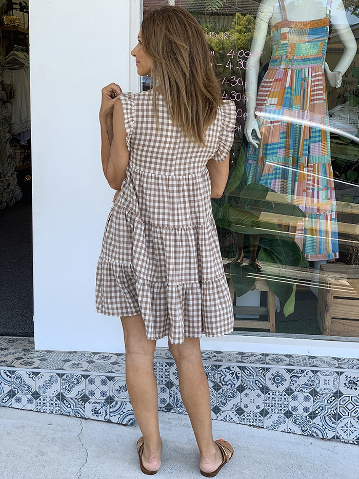 Picnic Dress - Beige Gingham