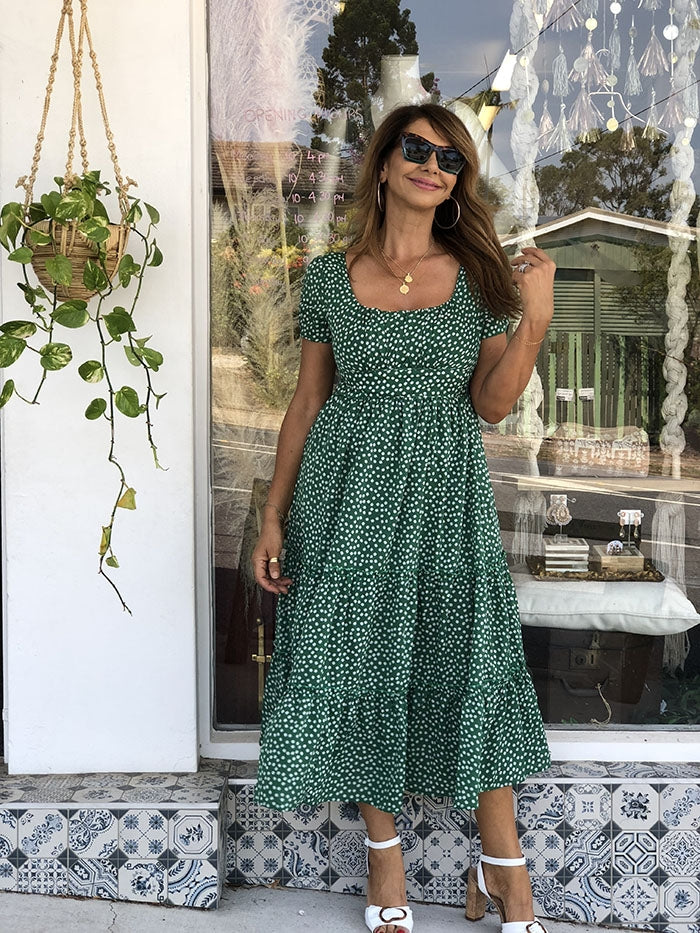 Fields of Daisies Dress - Green