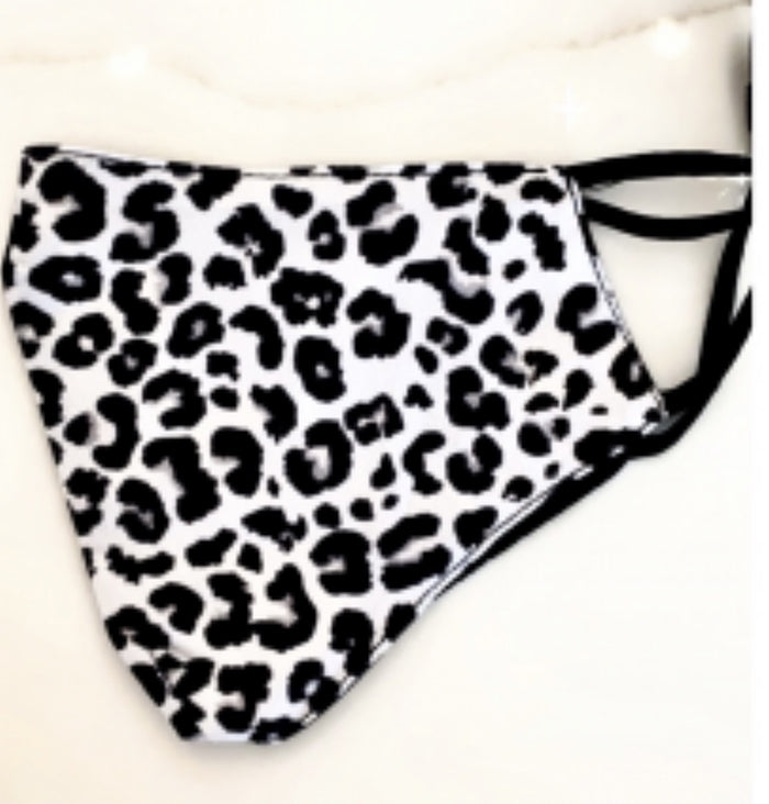 Face Mask - White Leopard Cotton