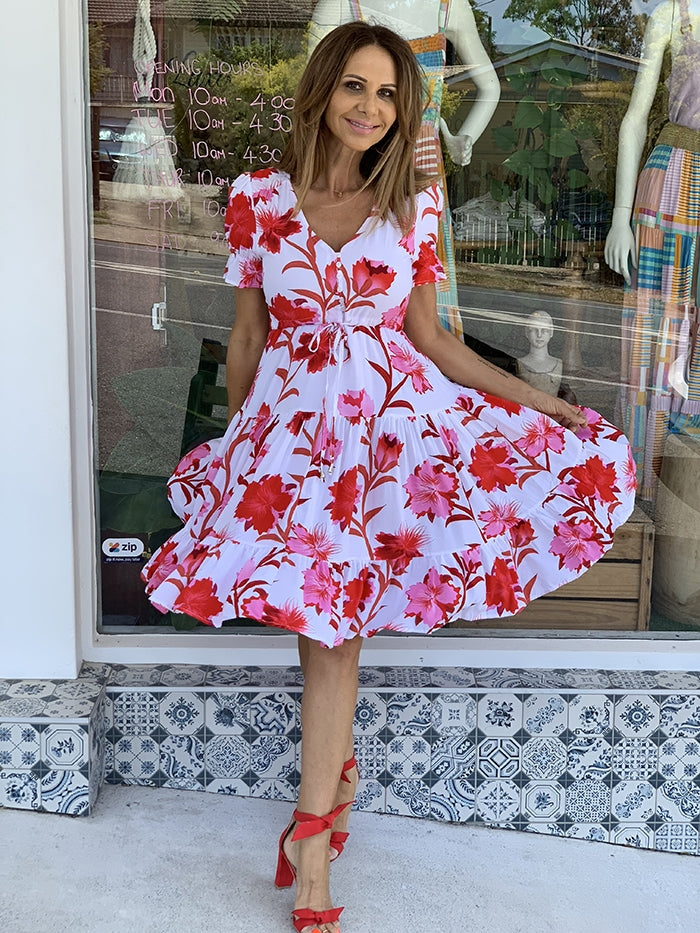Selma Short Dress - Pink Floral