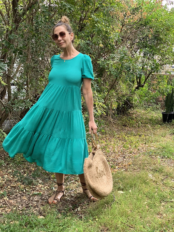 Jazmina Tiered Dress - Jade Green