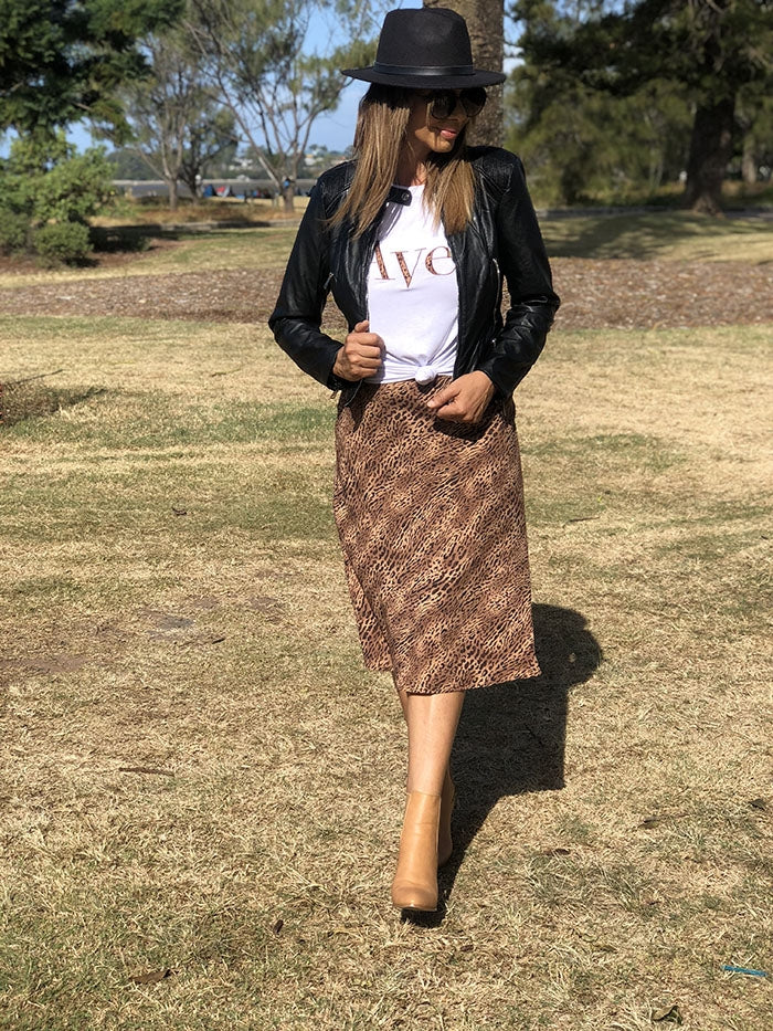 Tiger Midi Skirt - Rust