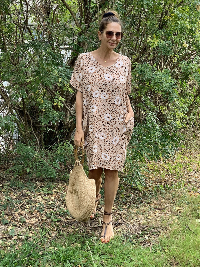 Havana Pocket Dress - Beige Leopard