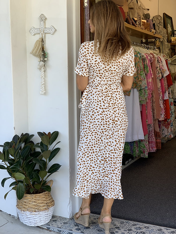 Miela Spot Wrap Dress